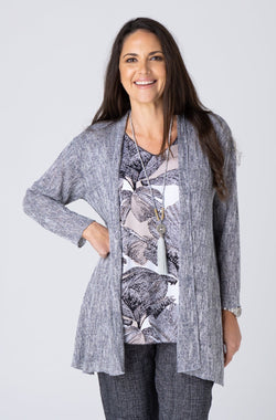 Ink Poly Rayon Long Sleeve Cardigan