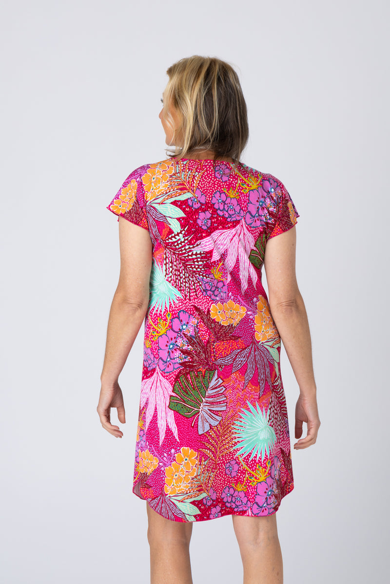 Maui Print Jersey Short Sleeve Jersey Shift Dress