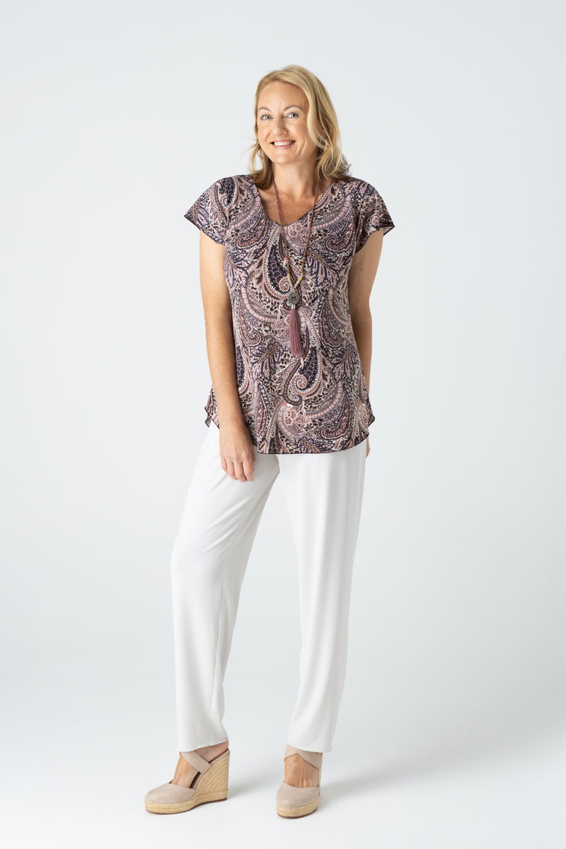 Musk Print Short Sleeve Jersey Top
