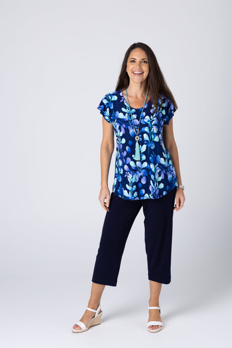Navy 3/4 Jersey Palazzo Pants