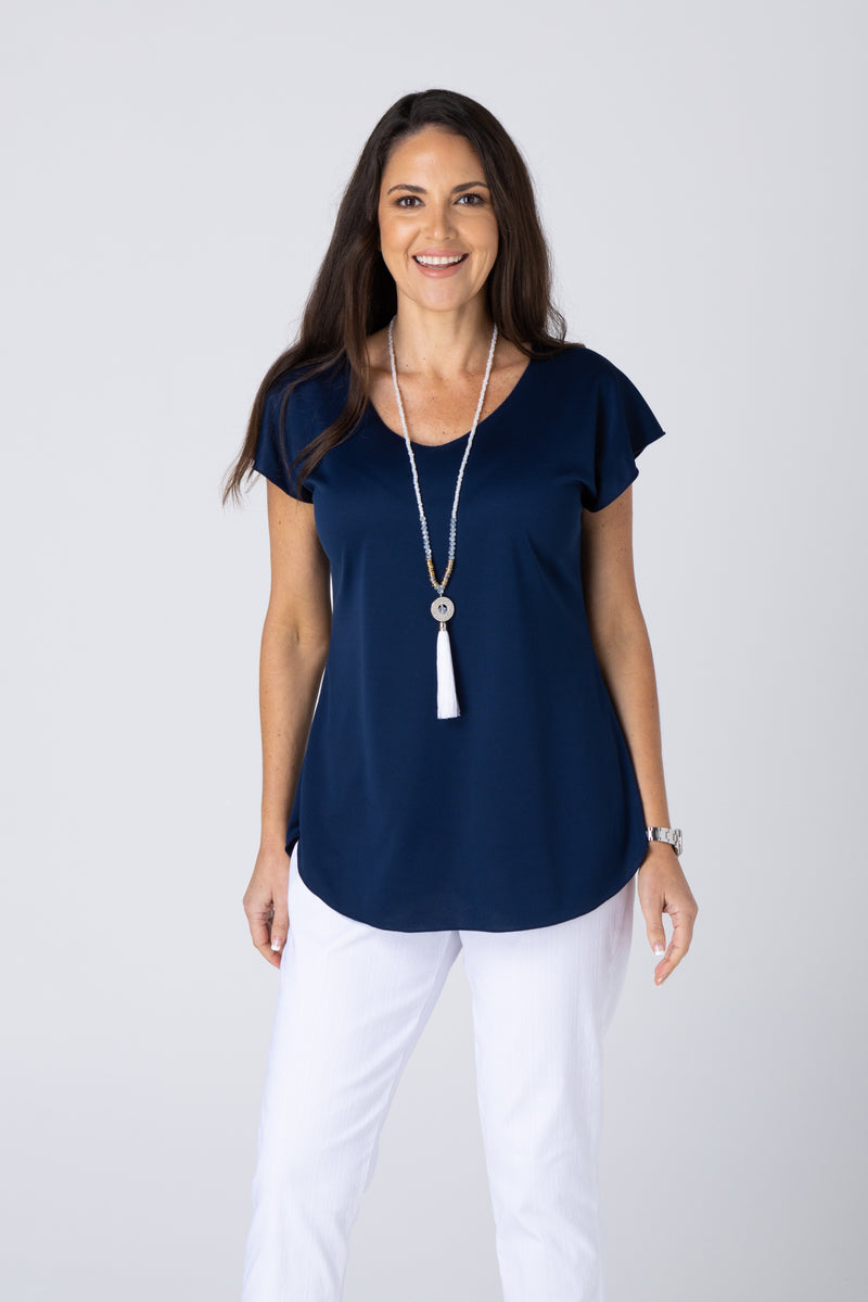 Navy Activewear Short Sleeve Top
