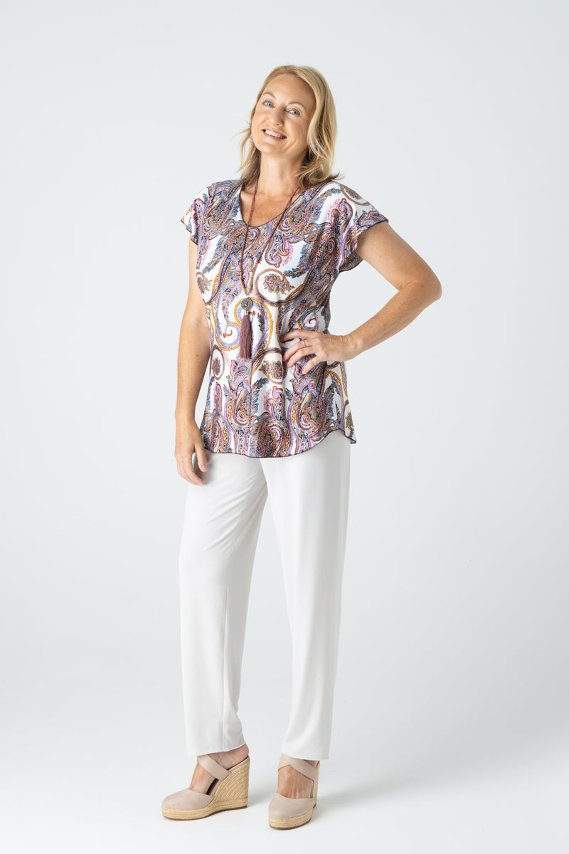 Paisley Print Short Sleeve Jersey Top