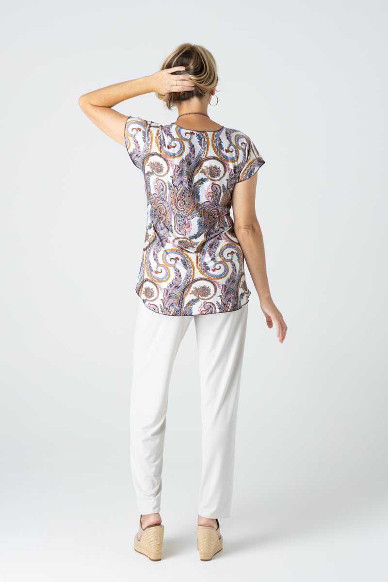 Paisley Print Short Sleeve Jersey Top
