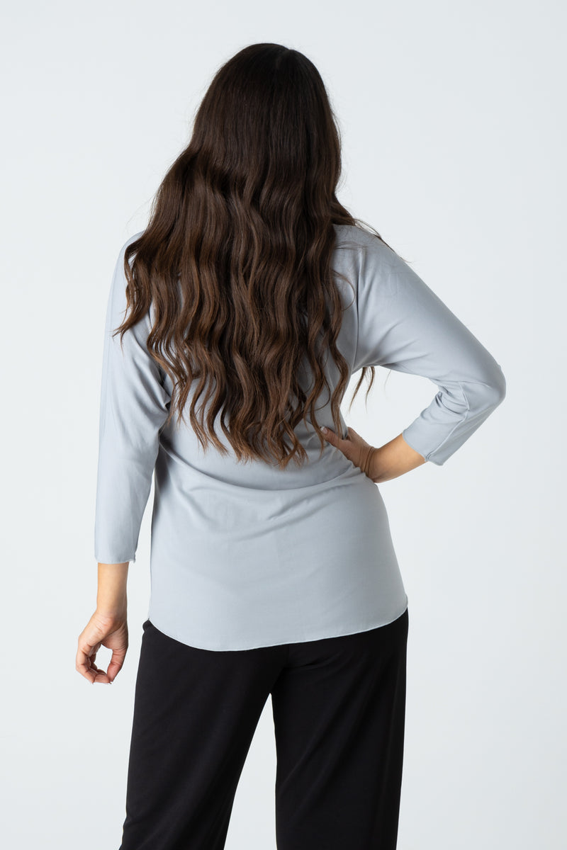 Pewter Jersey 3/4 Sleeve Top