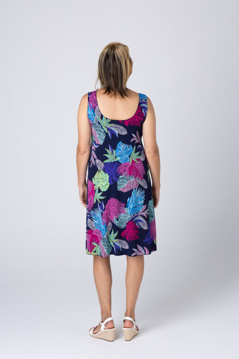 Pine Print Jersey Sleeveless Dress