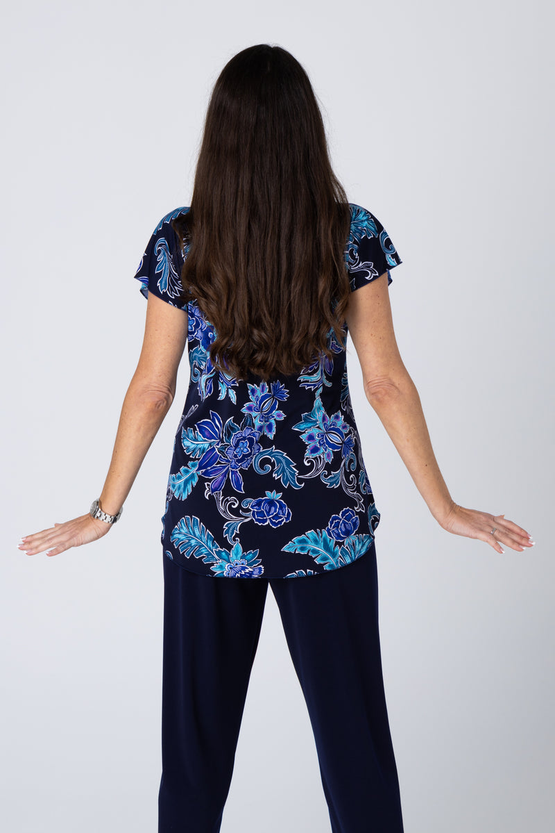 Pomegranate Print Short Sleeve Jersey Top