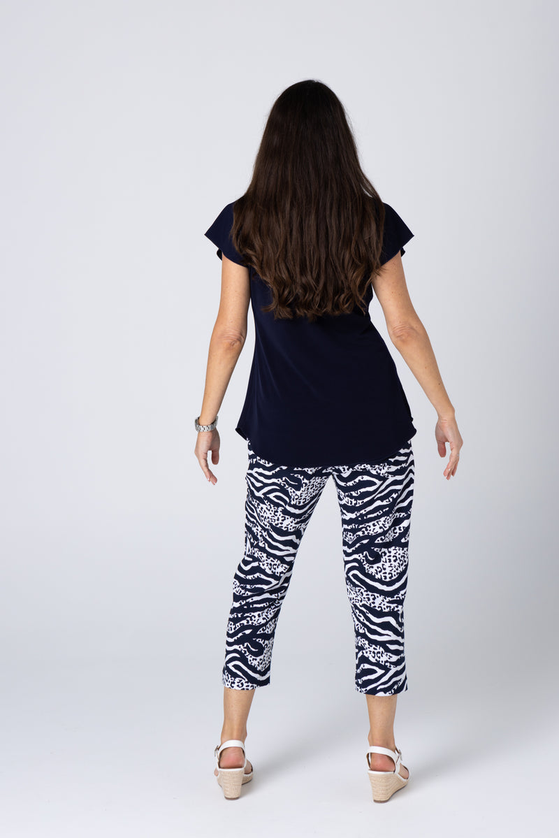 Rapids Print Stretch Rayon/Nylon Capri Pants