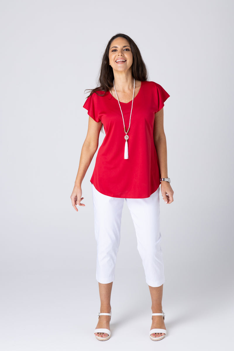 Red Activewear Short Sleeve Top