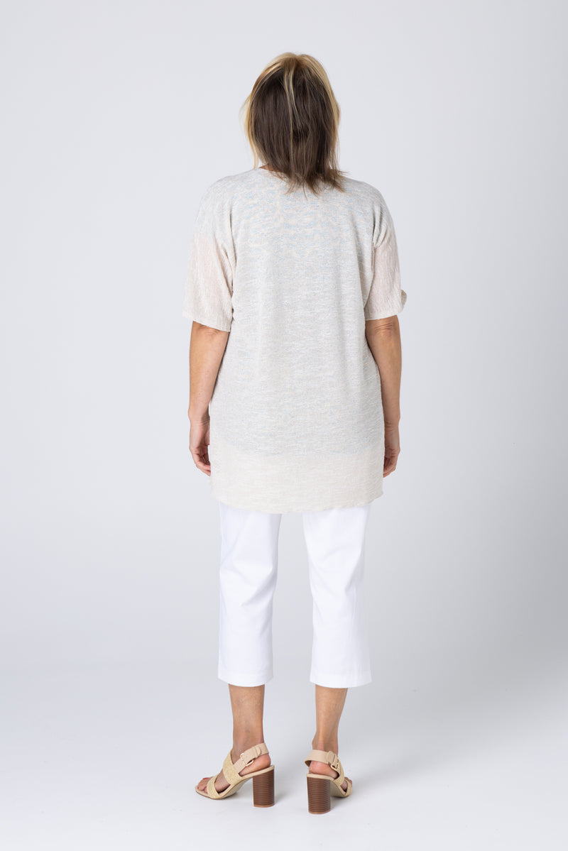 Sand Haven Poly/Rayon Knit Short Sleeve Cardigan