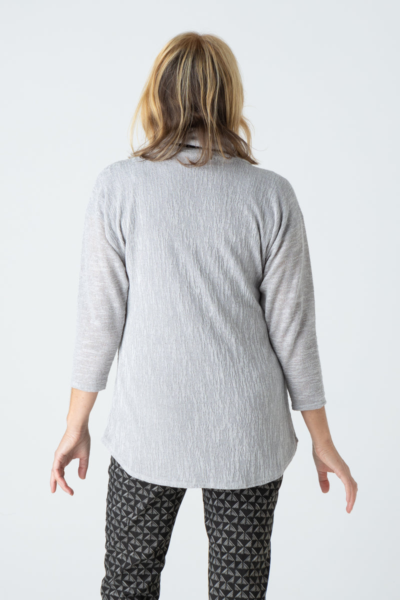 Silver Haven Cowl Neck Poly/Rayon Knit 3/4 Sleeve Top