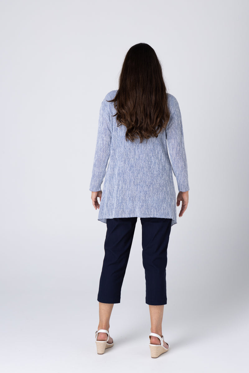 Sky Poly Rayon Long Sleeve Cardigan