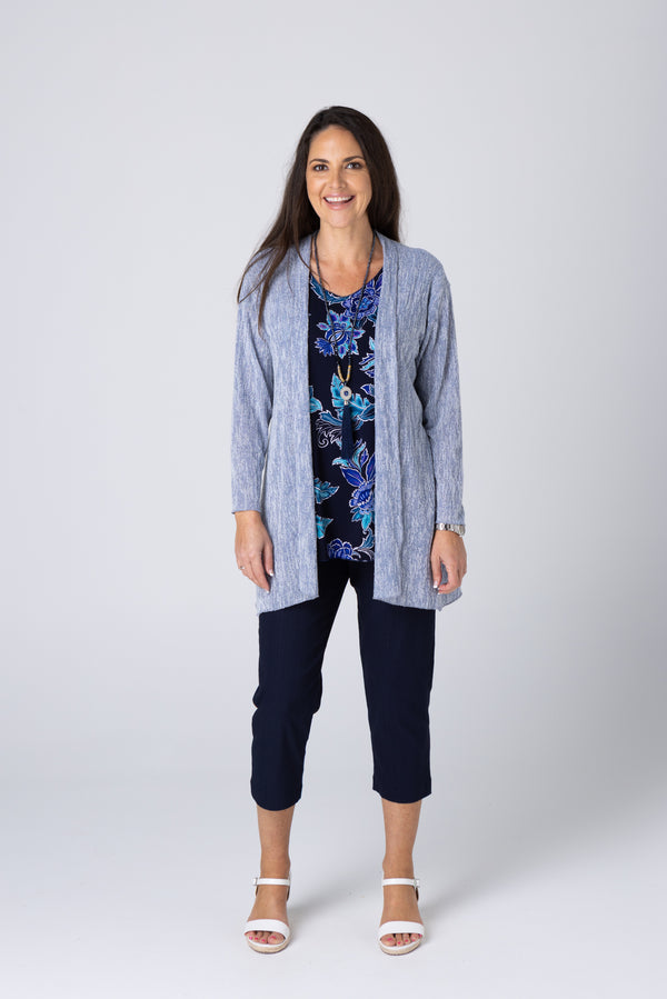 Sky Poly Rayon Long Sleeve Cardigan