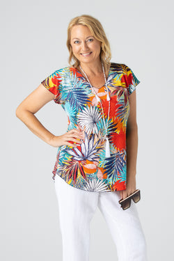 Sunset Print Short Sleeve Jersey Top