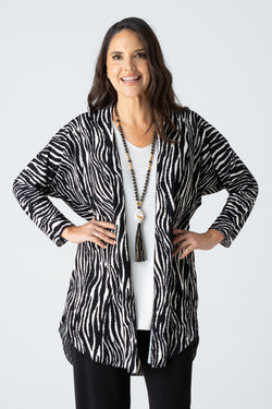 Tidal Print Jersey Long Sleeve Kimono