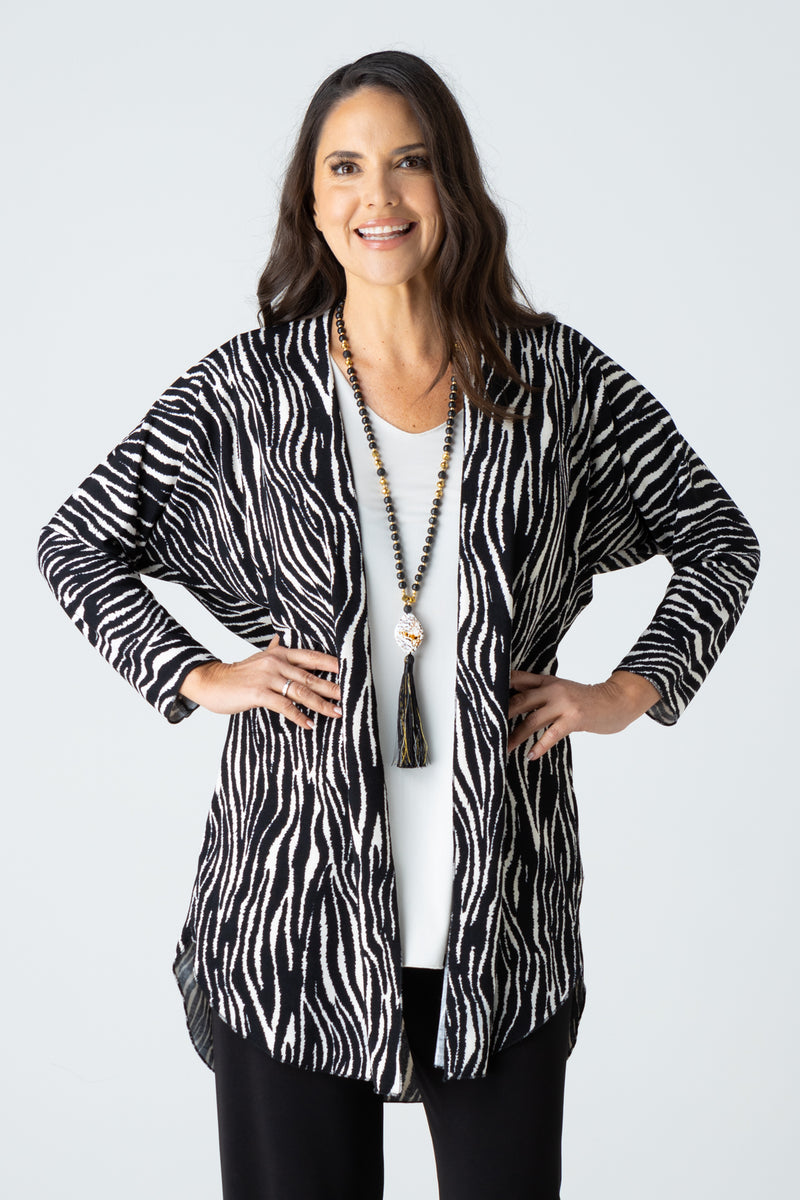 Tidal Print Jersey Long Sleeve Kimono