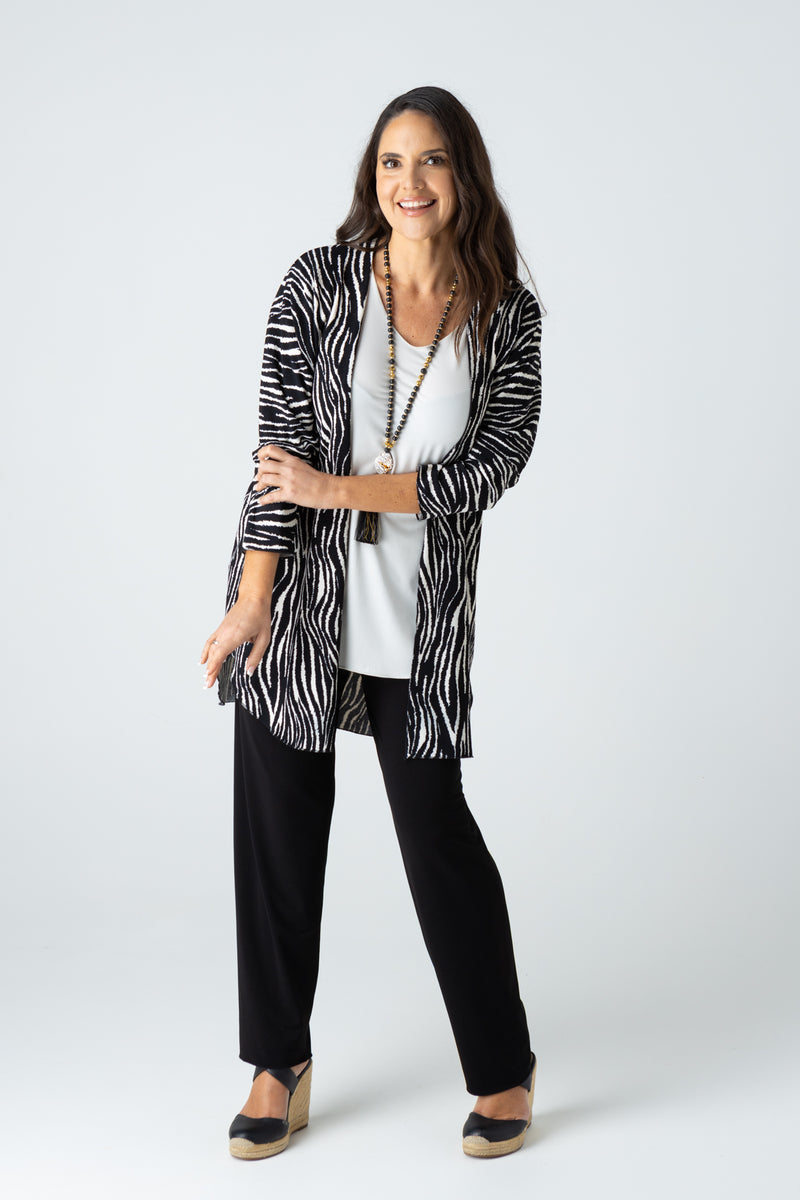 Tidal Print Jersey Long Sleeve Kimono