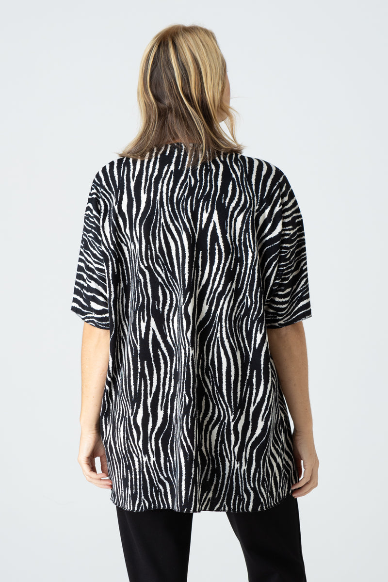 Tidal Print Jersey Short Sleeve Kimono