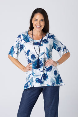 Tonga Print Short Sleeve Non-Crush Jacquard Cotton Swing Shirt