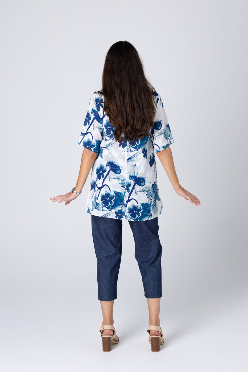 Tonga Print Short Sleeve Non-Crush Jacquard Cotton Swing Shirt
