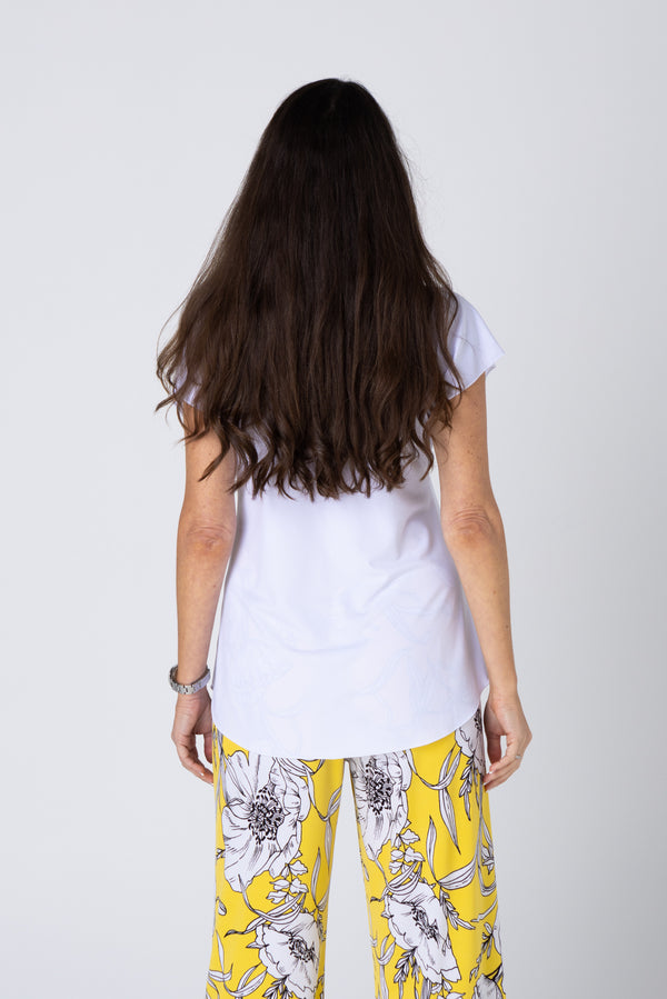 White Microfibre Short Sleeve Top