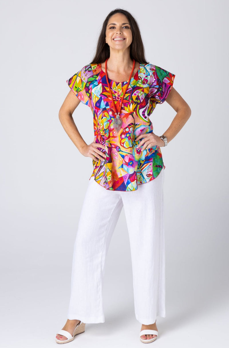 White Wide Leg Linen Palazzo Pants