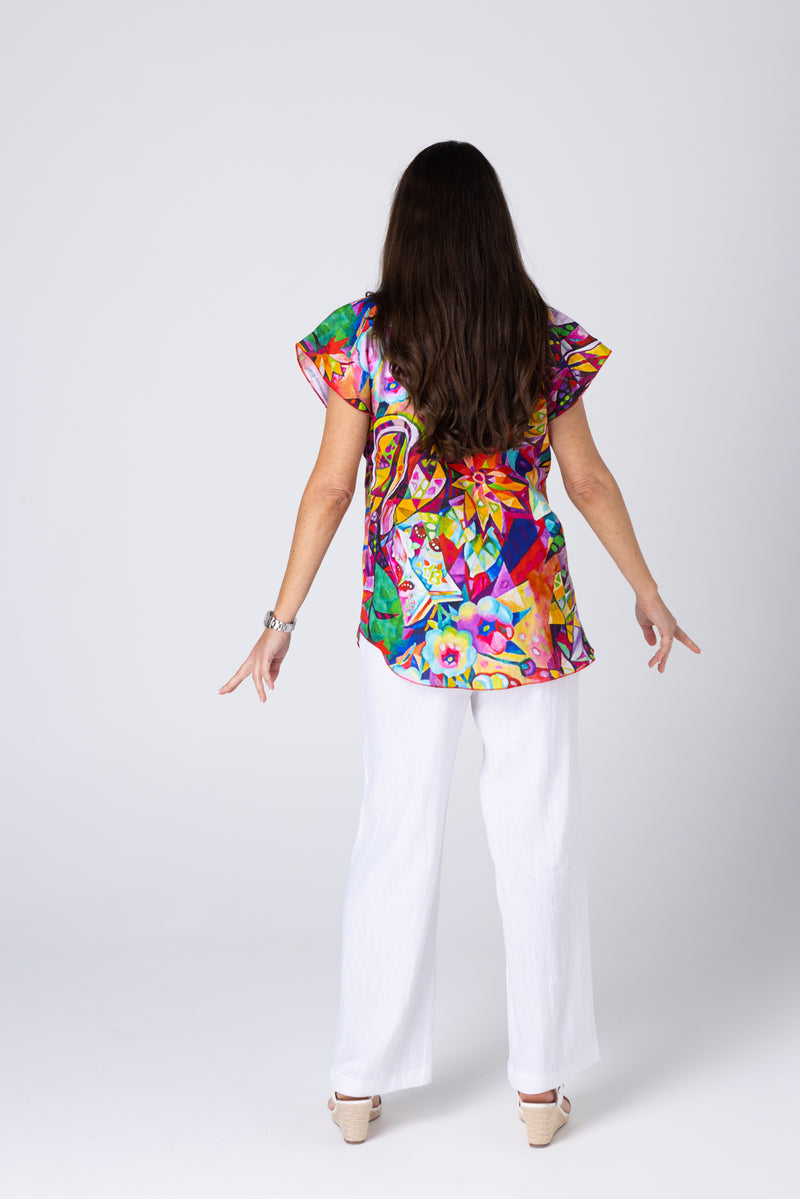 White Wide Leg Linen Palazzo Pants