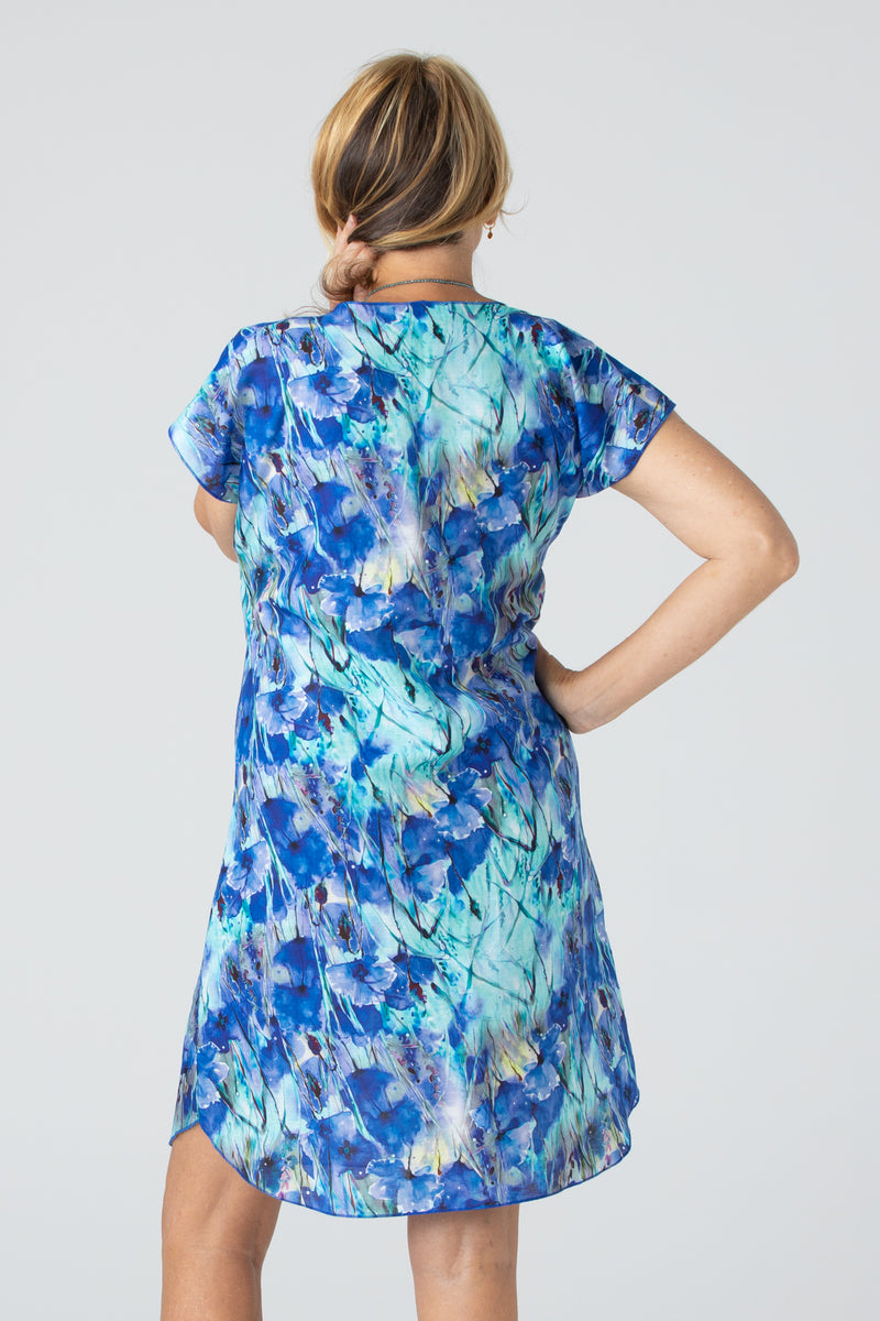 Whitsunday Print Linen Silk Short Sleeve Dress