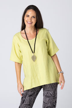 Pistachio Short Sleeve Linen Swing Shirt