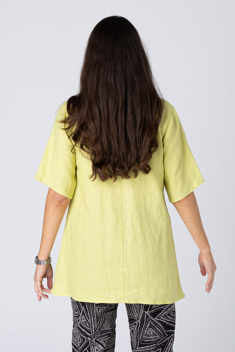 Pistachio Short Sleeve Linen Swing Shirt